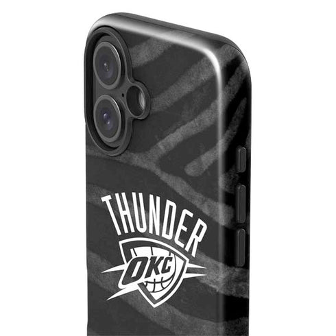 NBA Oklahoma City Thunder Black Animal Print iPhone 16 Plus Impact Case